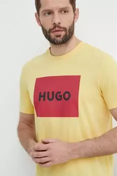 Хлопковая футболка HUGO, желтый