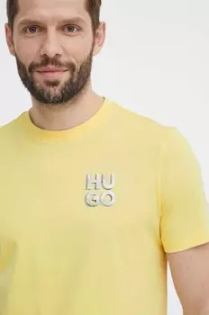 Хлопковая футболка HUGO, желтый