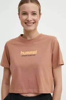 Хлопковая футболка Hummel, коричневый