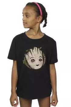 Хлопковая футболка I Am Groot с деревянной головой Marvel, черный