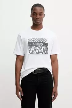 Хлопковая футболка Iceberg, белый