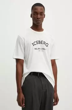 Хлопковая футболка Iceberg, бежевый