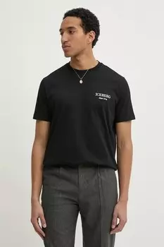 Хлопковая футболка Iceberg, черный