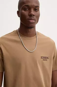 Хлопковая футболка Iceberg, коричневый
