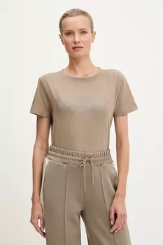 Хлопковая футболка INGRID Guess, бежевый