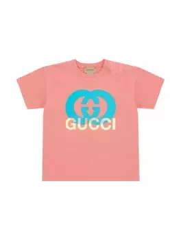 Хлопковая футболка Interlocking G Gucci, розовый
