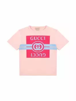Хлопковая футболка Interlocking G Gucci, розовый