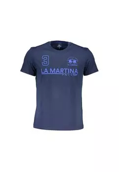 Хлопковая футболка it с принтом логотипа La Martina, синий
