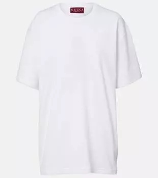 Хлопковая футболка из джерси Gucci, White/Mix