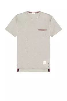 Хлопковая футболка из джерси с короткими рукавами и карманами Thom Browne, светло-серый