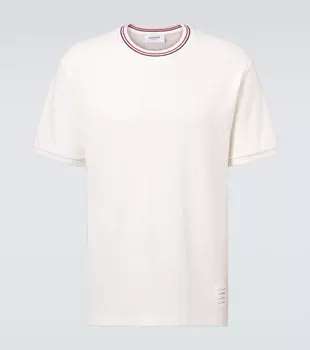 Хлопковая футболка из джерси Thom Browne, NaturalWhite