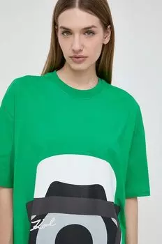 Хлопковая футболка из коллаборации с Darcel Disappoints Karl Lagerfeld, зеленый