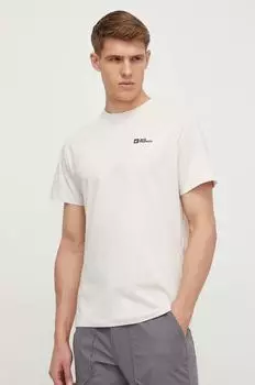 Хлопковая футболка Jack Wolfskin, бежевый