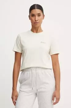 Хлопковая футболка Jack Wolfskin, бежевый