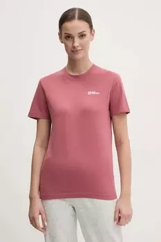 Хлопковая футболка Jack Wolfskin, розовый