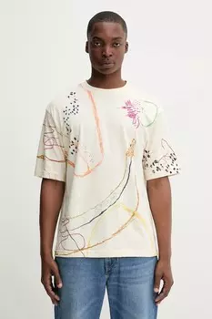 Хлопковая футболка JHON Desigual, бежевый