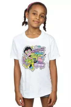 Хлопковая футболка «Юные титаны Go Knock Knock» DC Comics, белый