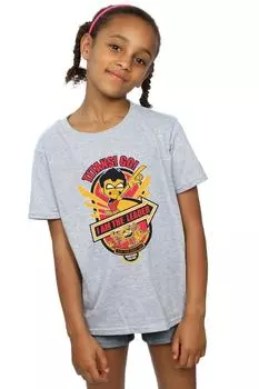 Хлопковая футболка «Юные титаны, вперед, я лидер» DC Comics, серый