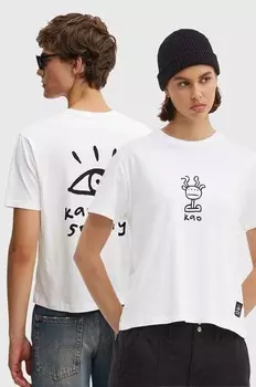 Хлопковая футболка Kaotiko, бежевый