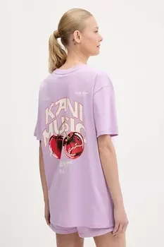 Хлопковая футболка Karl Kani, фиолетовый