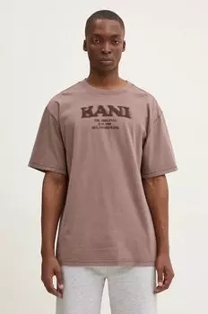 Хлопковая футболка Karl Kani, коричневый