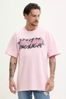 Хлопковая футболка Karl Kani, розовый