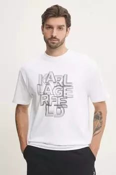 Хлопковая футболка Karl Lagerfeld, белый