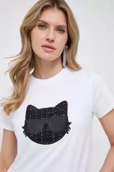 Хлопковая футболка Karl Lagerfeld, белый