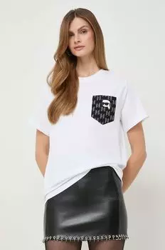 Хлопковая футболка Karl Lagerfeld, белый