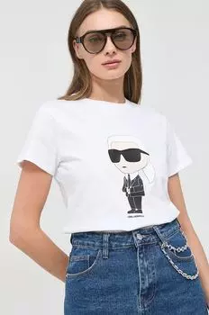 Хлопковая футболка Karl Lagerfeld, белый