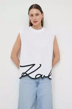 Хлопковая футболка Karl Lagerfeld, белый