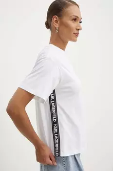 Хлопковая футболка Karl Lagerfeld, белый