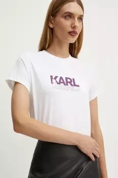 Хлопковая футболка Karl Lagerfeld, белый