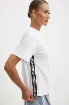 Хлопковая футболка Karl Lagerfeld, белый