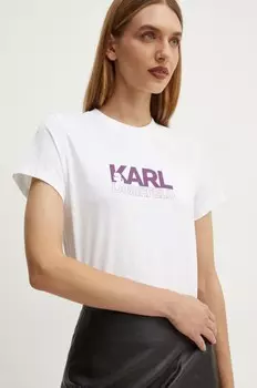 Хлопковая футболка Karl Lagerfeld, белый