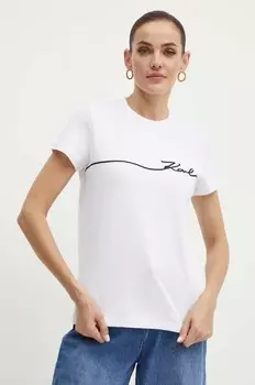 Хлопковая футболка Karl Lagerfeld, белый