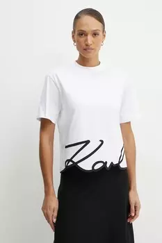 Хлопковая футболка Karl Lagerfeld, белый