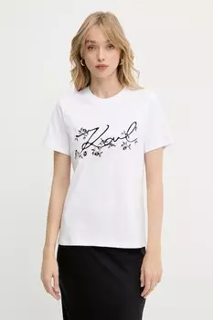 Хлопковая футболка Karl Lagerfeld, белый