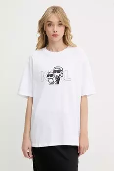 Хлопковая футболка Karl Lagerfeld, белый