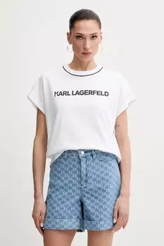 Хлопковая футболка Karl Lagerfeld, белый