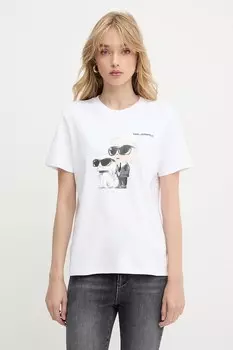 Хлопковая футболка Karl Lagerfeld, белый