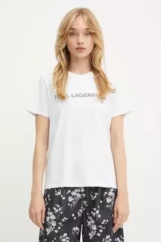 Хлопковая футболка Karl Lagerfeld, белый