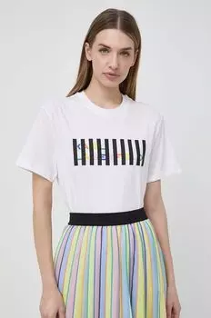 Хлопковая футболка Karl Lagerfeld, бежевый