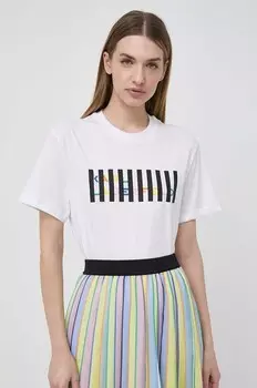 Хлопковая футболка Karl Lagerfeld, бежевый