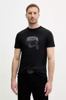 Хлопковая футболка Karl Lagerfeld, черный