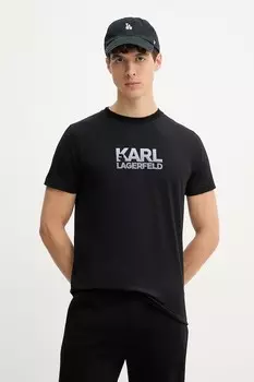 Хлопковая футболка Karl Lagerfeld, черный