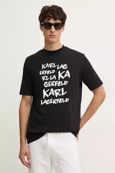 Хлопковая футболка Karl Lagerfeld, черный