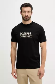 Хлопковая футболка Karl Lagerfeld, черный