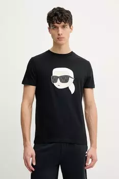 Хлопковая футболка Karl Lagerfeld, черный