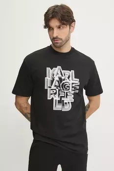 Хлопковая футболка Karl Lagerfeld, черный